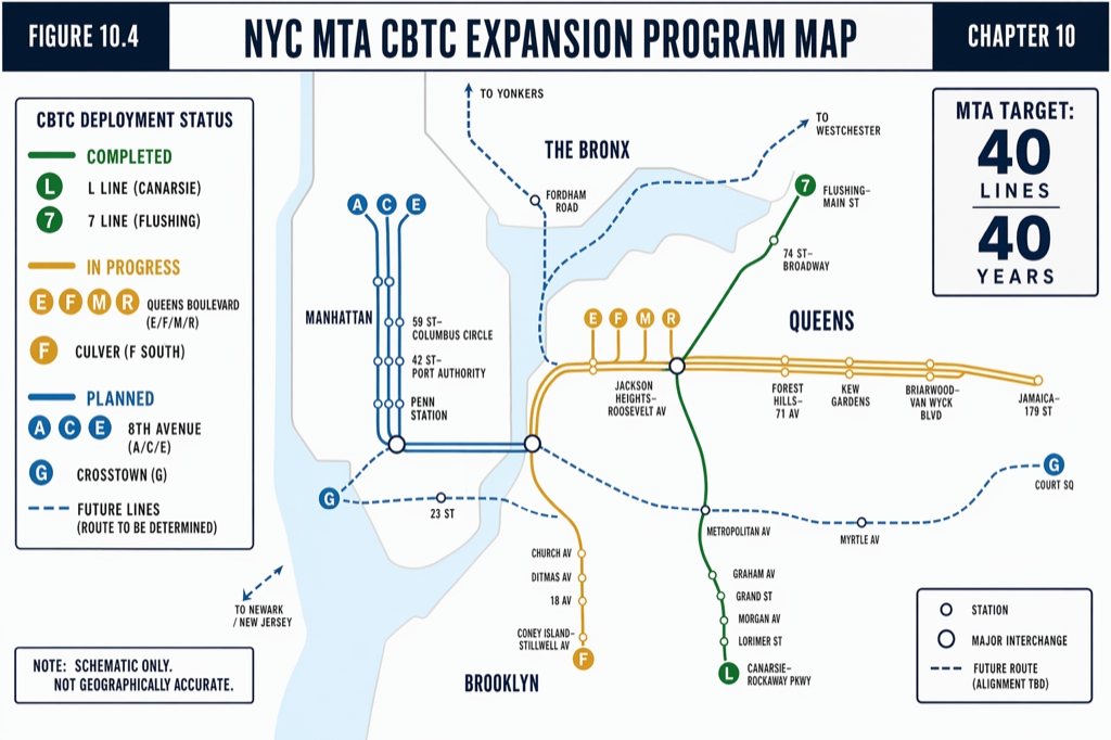 MTA CBTC expansion line-by-line status as of 2024–2026.