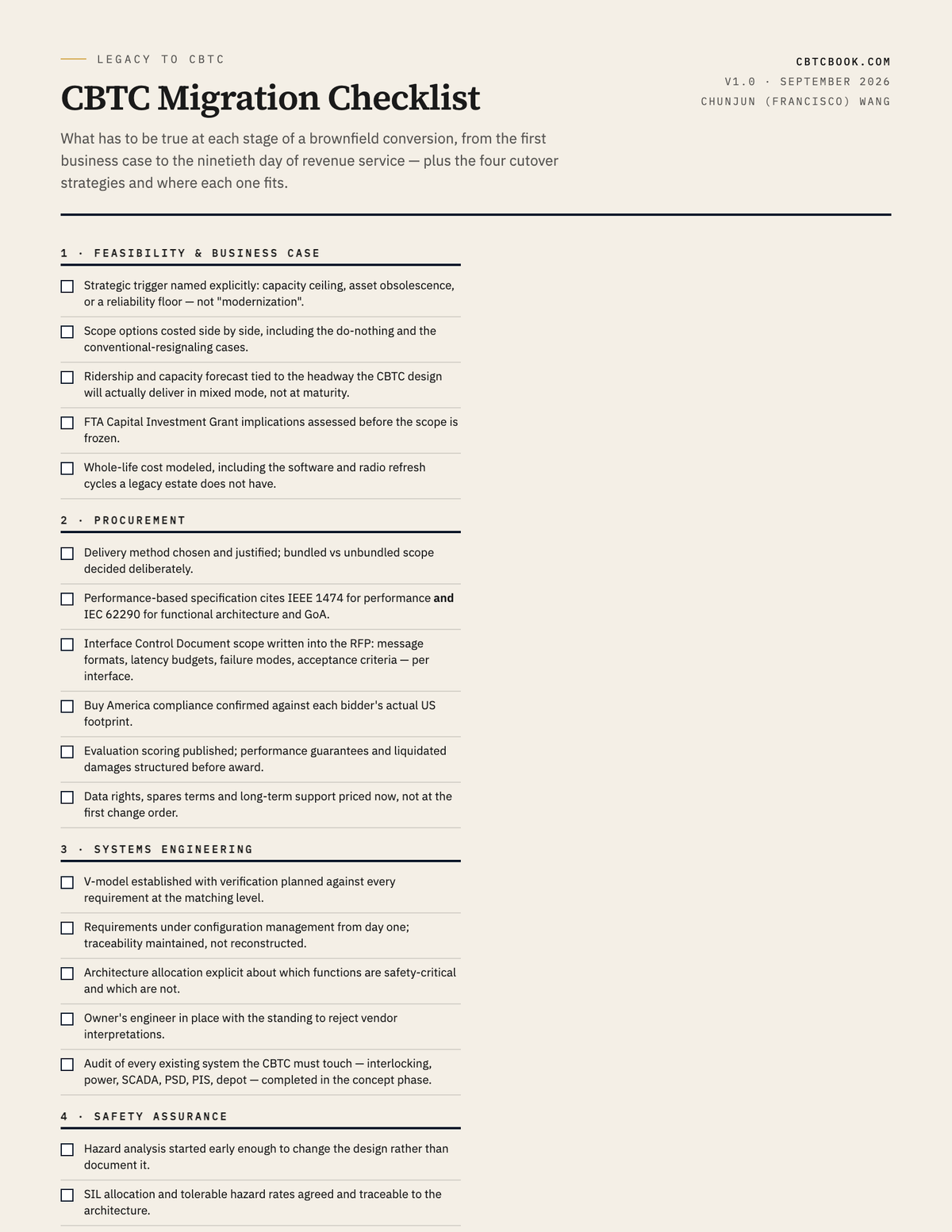 Preview of CBTC Migration Checklist